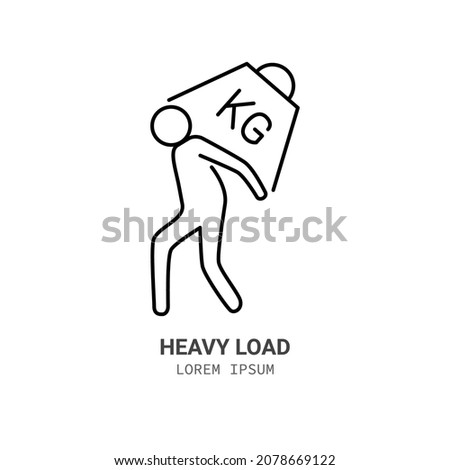 Psychological heavy load line icon concept. a person carries a load outline stroke element. Psychologist counseling. Anxiety, psychotherapy, depression. Editable stroke vector illustration