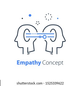 Psychological help,  communication or empathy, teamwork vector linear illustration