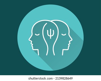 Psychological help icon. Simple illustration with long shadow for graphic and web design.