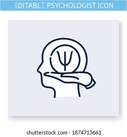 Psychological help line icon. Psychologic, cognitive problems. Helpline. Psychotherapy. Mental health care and treatment concept. Isolated vector illustration. Editable stroke 
