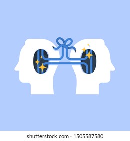 Psychological help, mental health or psychotherapy, schizophrenia concept, cognitive trap, communication or empathy, teamwork vector flat illustration