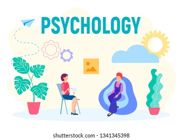 Psychological help, support and training, concept share your problem. Vector illustration.