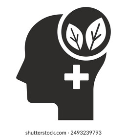 psychological help with treatment, mental health icon, self-care harmony, flat vector illustration on white background