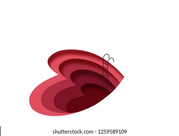 Psychological help when abuse, getting out of a complicated relationship with a partner. Ladder from a hole in the form of heart