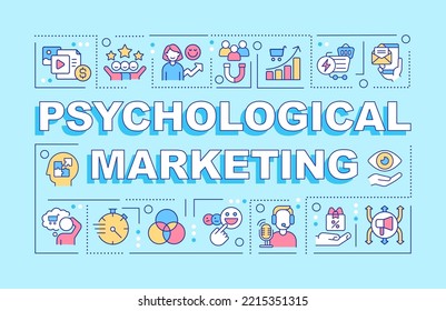 Psychological marketing word concepts turquoise banner. Engage consumer. Infographics with editable icons on color background. Isolated typography. Vector illustration with text. Arial-Black font used