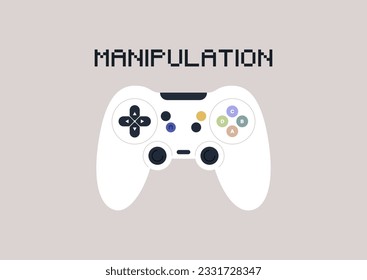 A psychological metaphor, a game controller used as a tool to manipulate and control