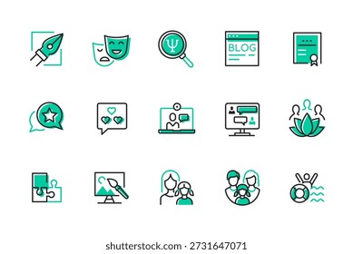 Métodos psicológicos - conjunto de ícones de estilo de design de linha