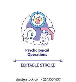 Psychological operations concept icon. Influence opinion. Information operations abstract idea thin line illustration. Isolated outline drawing. Editable stroke. Arial, Myriad Pro-Bold fonts used