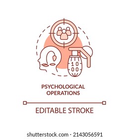 Psychological operations red concept icon. Influence opinion. Information operations abstract idea thin line illustration. Isolated outline drawing. Editable stroke. Arial, Myriad Pro-Bold fonts used