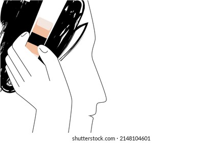 Psychological problem poster design. Confusion in one's own thoughts. The concept of a free pure inner state. Man cleans his thoughts with an eraser