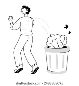 Psychological Problems Doodle Mini Illustrations