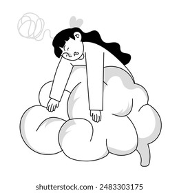 Psychological Problems Doodle Mini Illustrations