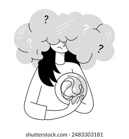 Psychological Problems Doodle Mini Illustrations