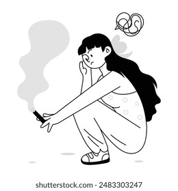 Psychological Problems Doodle Mini Illustrations