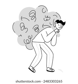 Psychological Problems Doodle Mini Illustrations