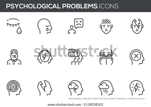 Psychological Problems Vector Line Icons Set Stock Vector (Royalty Free ...