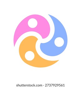Psychological relationship issues icon. People disagreement logo. Human silhouettes logotype. Social mistrust, different opinions. Colorful happy kids. Funny party vector illustration. Family image. 