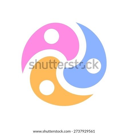 Psychological relationship issues icon. People disagreement logo. Human silhouettes logotype. Social mistrust, different opinions. Colorful happy kids. Funny party vector illustration. Family image. 
