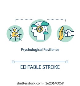 Psychological Resilience Concept Icon. Mental Health Idea Thin Line Illustration. Positive Thinking. Managing Stress. Coping With Anxiety. Vector Isolated Outline RGB Color Drawing. Editable Stroke