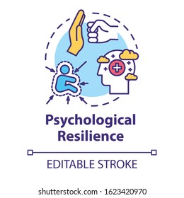 Psychological resilience concept icon. Stress protection. Ability to emotionally cope with crisis. Mental health idea thin line illustration. Vector isolated outline RGB color drawing. Editable stroke