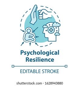 Psychological resilience concept icon. Stress protection. Ability to emotionally cope with crisis. Mental health idea thin line illustration. Vector isolated outline RGB color drawing. Editable stroke