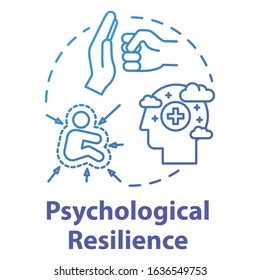 Psychological resilience concept icon. Stress protection. Ability to emotionally cope with crisis. Mental health idea thin line illustration. Vector isolated outline RGB color drawing