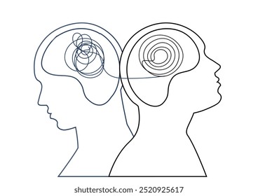 Psychological support background with human heads outline design