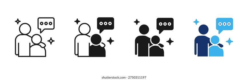 Psychological Support icon set multiple style collection