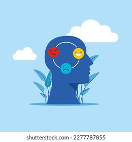 Psychological test, control feelings, mood swing. Modern vector illustration in flat style