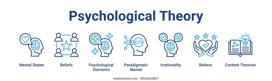 Psychological Theory web banner icon vector illustration concept for business with icon of Mental States, Beliefs, Psychological Elements, Paradigmatic Mental, Irrationality, Believe, Content.
