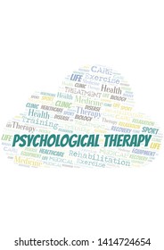 Psychological Therapy word cloud. Wordcloud made with text only.