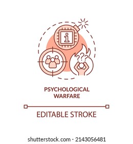 Psychological warfare red concept icon. Subarea of information warfare abstract idea thin line illustration. Isolated outline drawing. Editable stroke. Arial, Myriad Pro-Bold fonts used