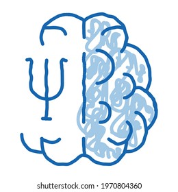 psychologically studied side of brain sketch icon vector. Hand drawn blue doodle line art psychologically studied side of brain sign. isolated symbol illustration