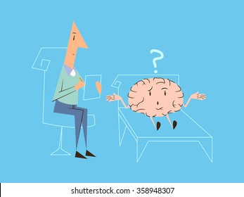 Psychologist brain therapy, vector illustration