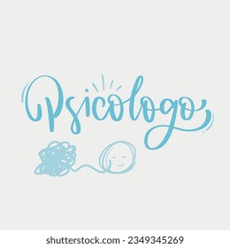 Psicólogo. psicólogo en portugués brasileño. Letras de mano moderna. vector.