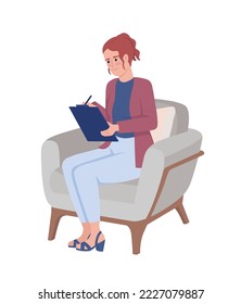Psychologist with clipboard semi flat color vector character. Editable figure. Full body person on white. Specialist simple cartoon style illustration for web graphic design and animation