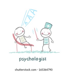 psychologist conducts a stick, and the patient screams