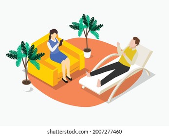 Psychologist consultation isometric 3d vector concept for banner, website, illustration, landing page, flyer, etc.