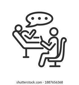 Psychologist Consultation, Psychotherapy Session, Linear Icon. Line With Editable Stroke