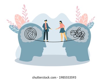 Psychologist consulting patient. Psychotherapy practice, psychological help, psychologist service, private counseling, psychology. Modern flat cartoon style. Vector illustration on white background.