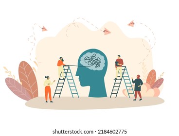 Psychologist consulting patient. Psychotherapy practice, psychological help, psychologist service, private counseling, psychology. Modern flat cartoon style. Vector illustration on white background.