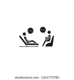 Psychologist Couch Black Vector Concept Icon. Psychologist Couch Flat Illustration, Sign