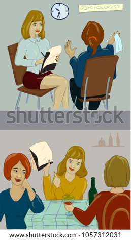 The Psychologist Girl Listens To The Client In The Morning In The Evening Tells Her The Psychologist Girl Listens To The Client In The Morning In The Evening Tells Her