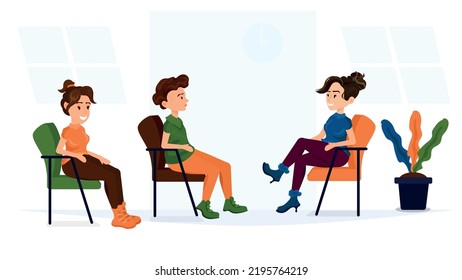 Psychologist giving advice to husband and wife . A couple seeking counseling from a family counselor to strengthen family bonds and resolve problems. 