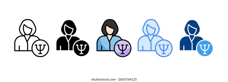 Psychologist Icon Set Multiple Style Collection