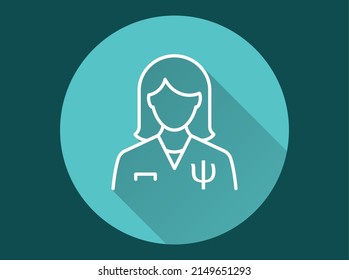 Psychologist icon. Simple illustration with long shadow for graphic and web design.