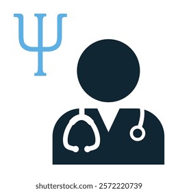 Psychologist Icon Vector, Professional Therapy and Mental Health, Featuring Symbolic Elements of Psychotherapy, Brain and Counseling Concepts