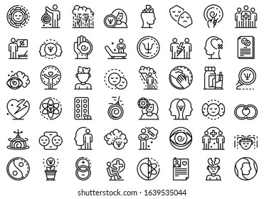 Psychologist icons set. Outline set of psychologist vector icons for web design isolated on white background