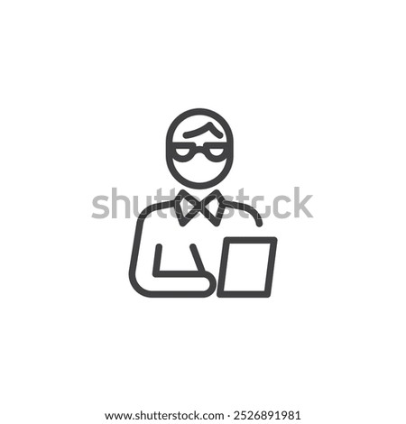 Psychologist line icon. linear style sign for mobile concept and web design. Person with glasses holding a clipboard outline vector icon. Symbol, logo illustration. Vector graphics