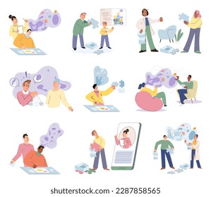 Psychologist listening to patient at mental therapy session. Growth mind and mental intelligence self development tiny person. Person talking to psychotherapist. Psychological session therapy support